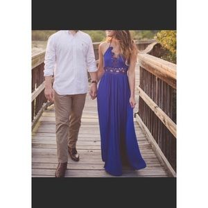 Backless dress with double front slits